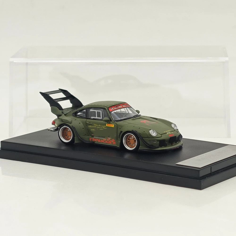 1:64 SW 993 911 #91 Matte Green Low & High Wing Diecast Model Car Collection
