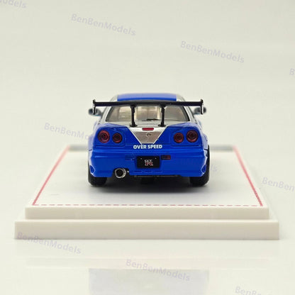 1/64 FH Nissan Skyline R34 GTR Silver Blue Diecast Model Car Limited Collection