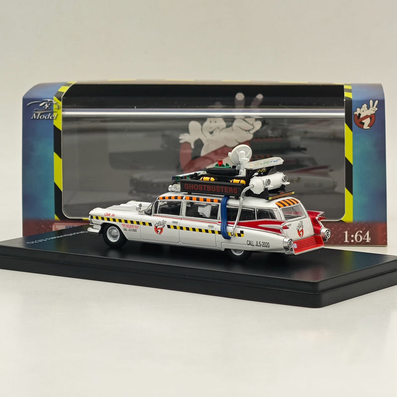 Modèle réduit de voiture miniature moulé sous pression Cadillac Ghostbusters ECTO-1A à l'échelle 1/64 