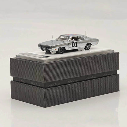 Mini Forge 1:64 General Lee Charger 1969 Limited Chrome Silver & Chrome Silver-Gray Edition Diecast Model Car