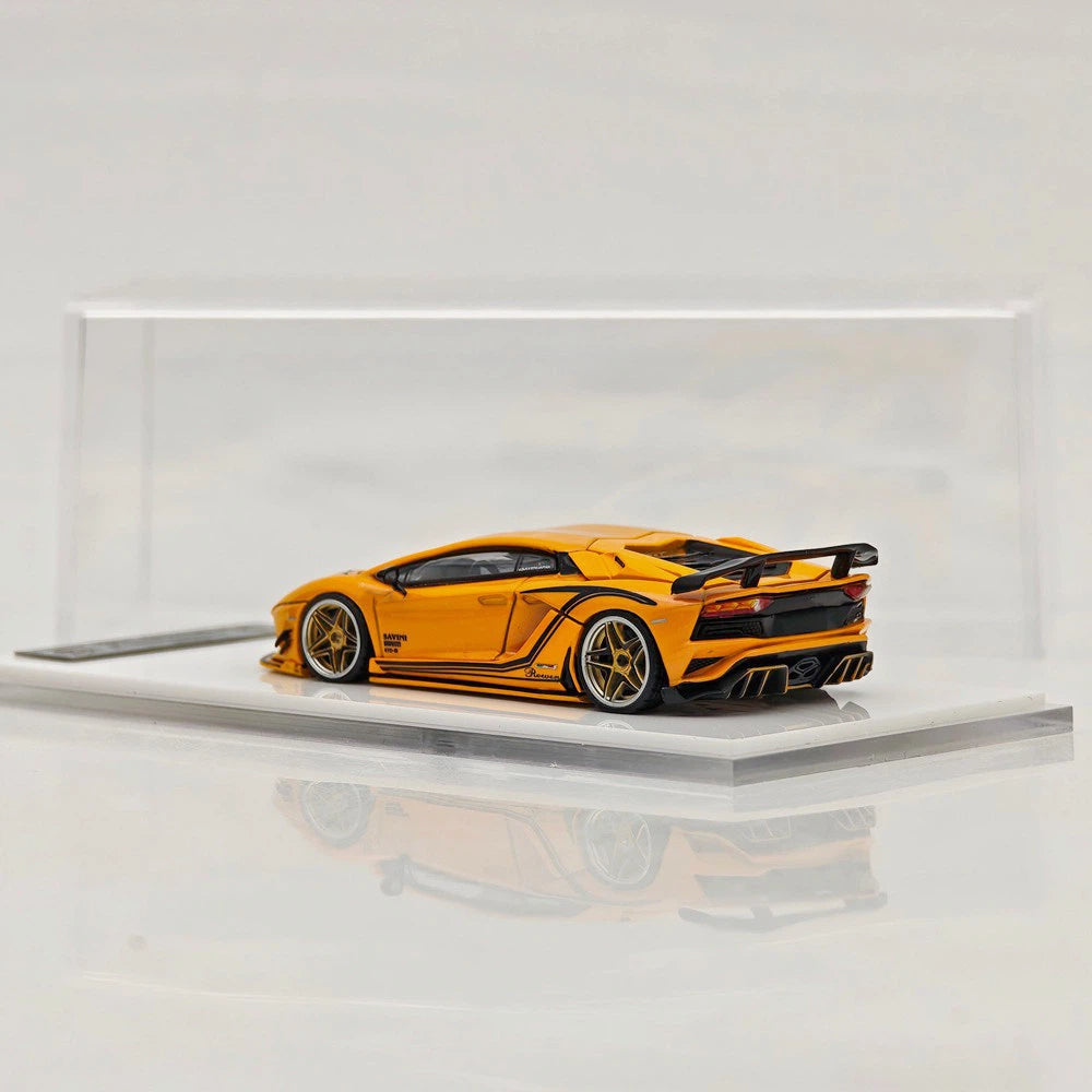 Rotating Wheel 1:64 Aventador S Rowen Supercar Yellow Diecast Alloy Collectible Model Car
