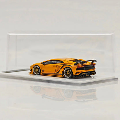 Rotating Wheel 1:64 Aventador S Rowen Supercar Yellow Diecast Alloy Collectible Model Car