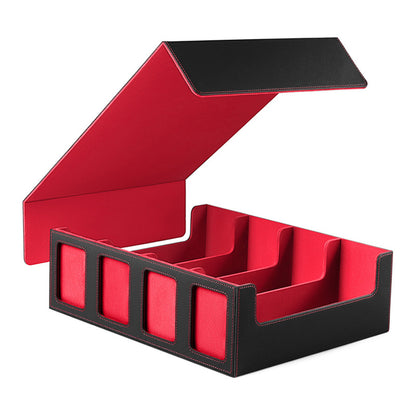 Large Capacity 4 Compartment Magnetic PU Card Storage Box with Display Windows Holds 3000+ TCG Trading Cards Deck Box