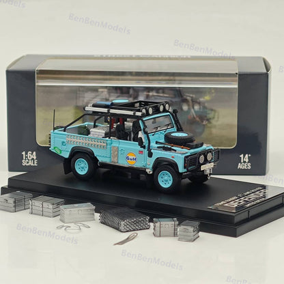 1:64 SW Blue Gulf Defender 90 Pickup Sports Model Diecast Metal Car Limited