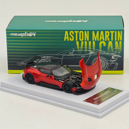 Fine Works64 1/64 Aston Martin Vulcan Diecast Model Car - Opening Hood, Metal Base & Rubber Tires | Limited Edition 999 Units