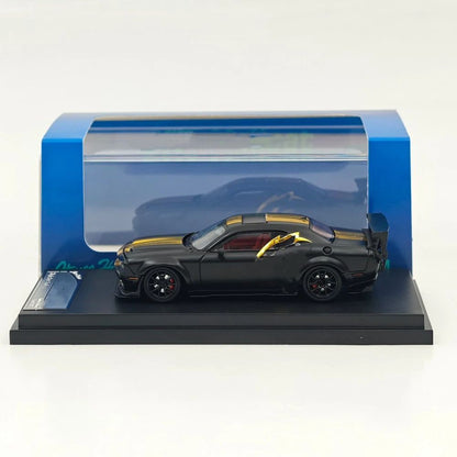 SH 1:64 Challengr Hellcat Widebody Matte Black Midnight Eclipse Openable Hood Limited Edition Diecast Model Car