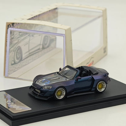 Rhino Model RM 1:64 S2000 Color changing purple/Red Wide body modified convertible hardtop Diecast Model Car Collectible