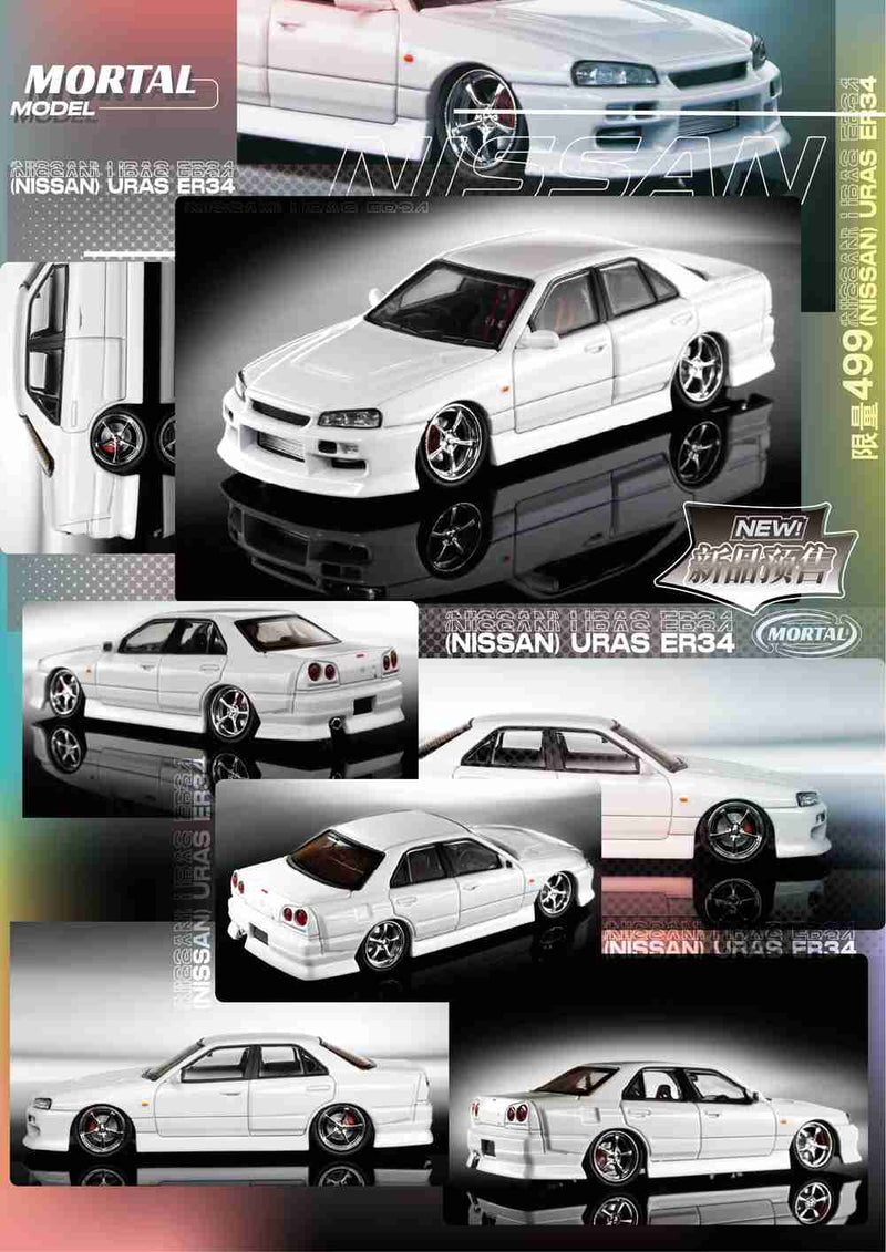 MORTAL 1/64 NISSAN SKYLINE URAS ER34 Miniature Diecast Toys Car Models Hobby Collection Gifts