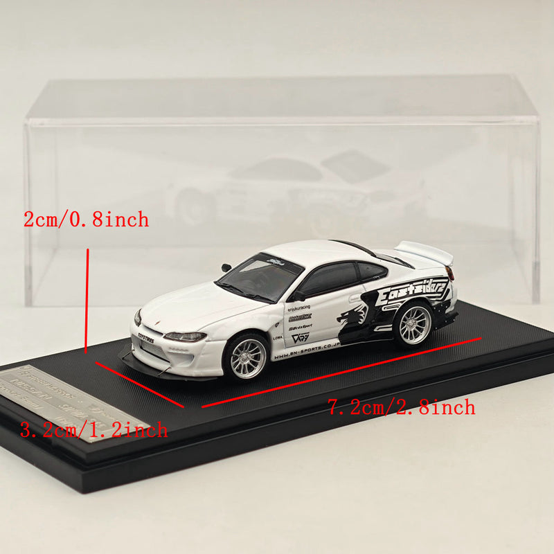 1/64 SW Nissan Silvia S15 Pandem Rocket Bunny White Diecast Models Car