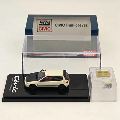 Hobby Japan 1/64 Honda CIVIC (EG6) JDM Style Customized Version With Engine Display Model White HJ642017AW Diecast Models Car Collection(Ships from the United States)