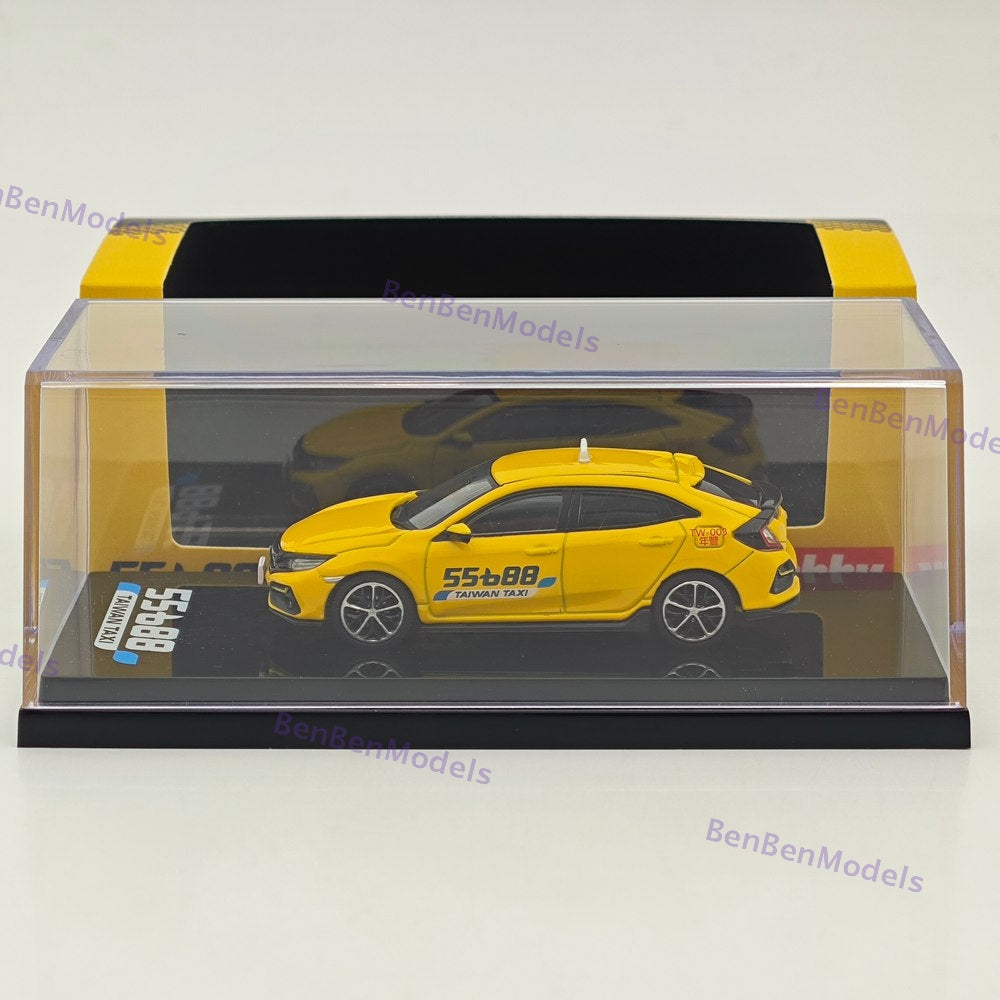 1:64 Hobby Japan Yellow Civic FK7 Hatchback Sports Taxi Model HJ642018AT Diecast