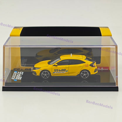 1:64 Hobby Japan Yellow Civic FK7 Hatchback Sports Taxi Model HJ642018AT Diecast