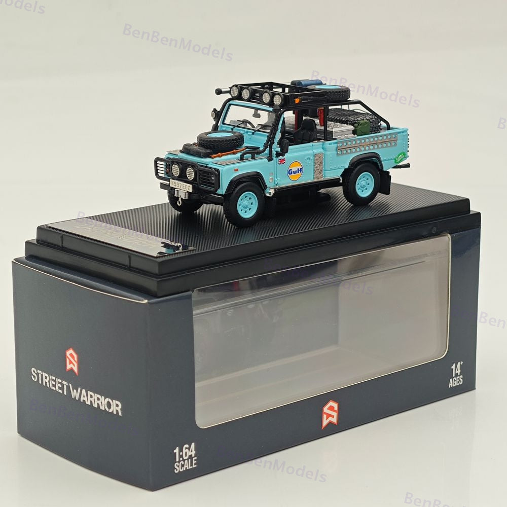 1:64 SW Blue Gulf Defender 90 Pickup Sports Model Diecast Metal Car Limited