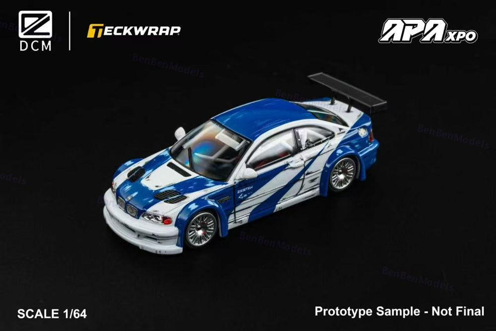 1:64 DCM BMW M3 GTR E46 NFS TECKWRAP APAXPO ZESTEK Diecast Models Car Colletible