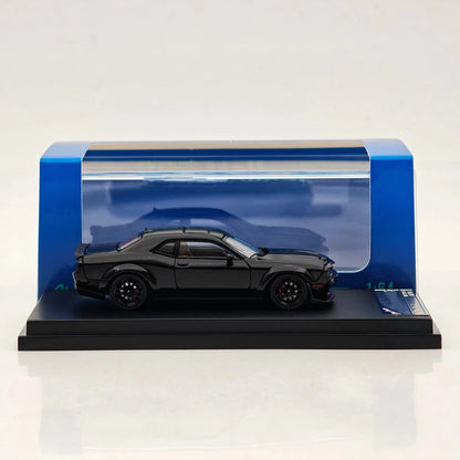 SH 1:64 Challengr SRT Hellcat Pitch Black Opening Hood Diecast Model Car Limited Collection