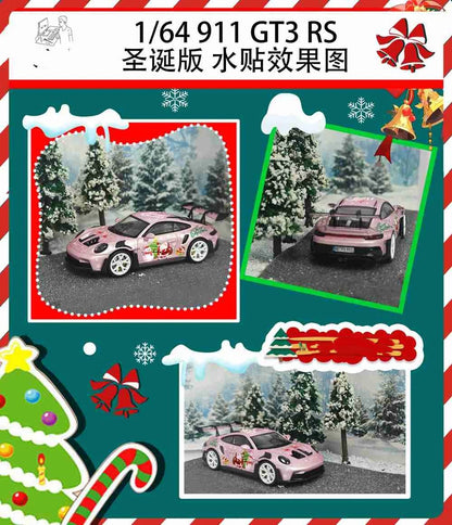 MODEL-J 1:64 911 992 GT3 RS Christmas Scene Diecast Toys Car Models Miniature Hobby Collection Gifts