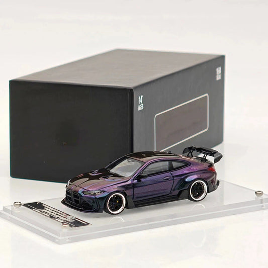 STREET WARRIOR SW 1:64 M4 Chameleon Magic Green Widebody Sports Model Diecast Metal Car Limited Collection