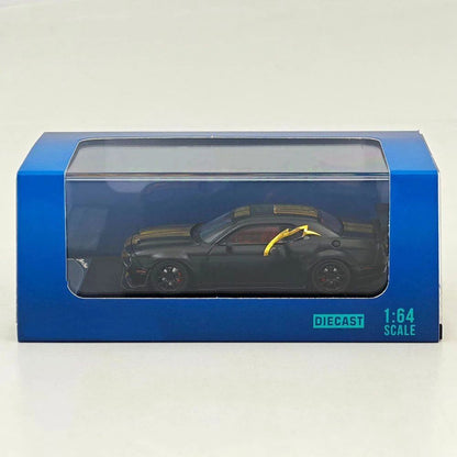 SH 1:64 Challengr Hellcat Widebody Matte Black Midnight Eclipse Openable Hood Limited Edition Diecast Model Car