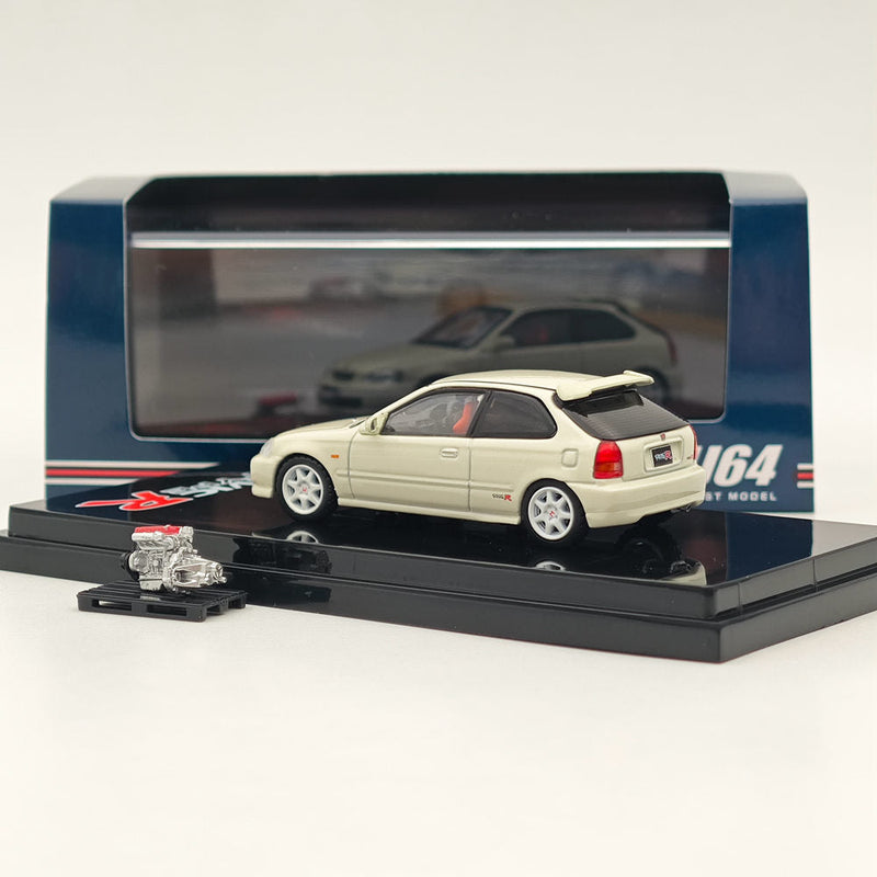 Hobby Japan 1:64 Honda CIVIC TYPE R (EK9) 1997 Championship White with Engine HJ643016AW Diecast Models Car Collection US