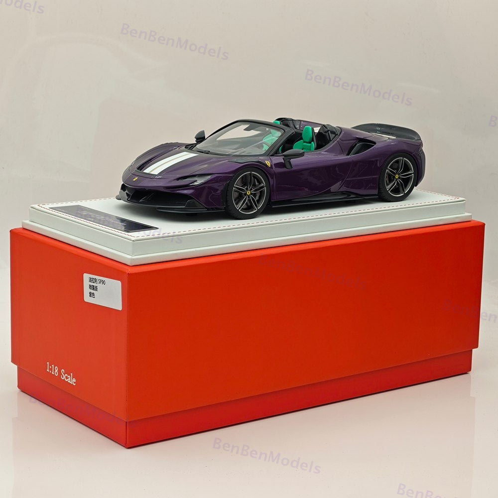 CE 1/18 Ferrari SF90 Spider Supercar Car Purple Resin Model Limited Collection