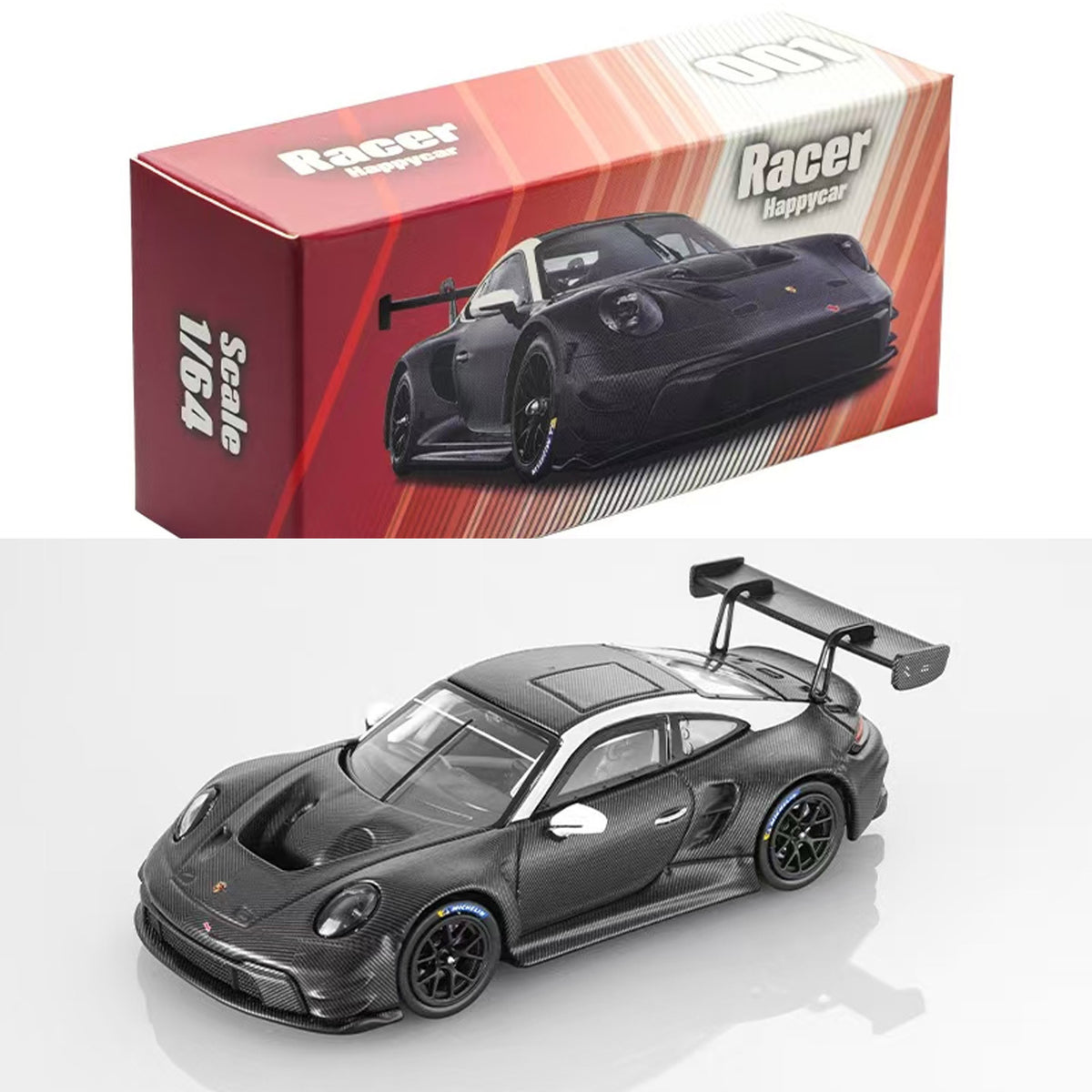 911 GT3 R Full Carbon Fleet Delivery Version Happycar HC 1:64 Alloy Car Model