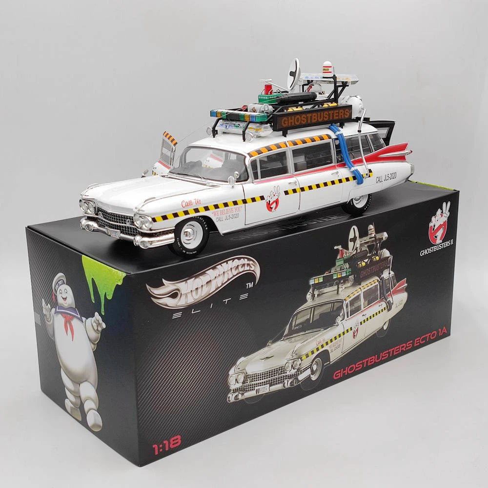 HOT WHEELS 1/18 Ghostbusters II ECTO 1A Elite X5470 Diecast Model Car