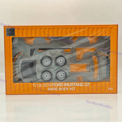 DM 1/18 Scale Replicas Ford Mustang GT 2019 Widebodykit Pack LHD Orange Fury