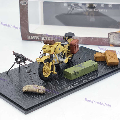 1:24 BMW R75 Panzerfaust 30 World War II 1939-1945 Motorcycle Diecast Model