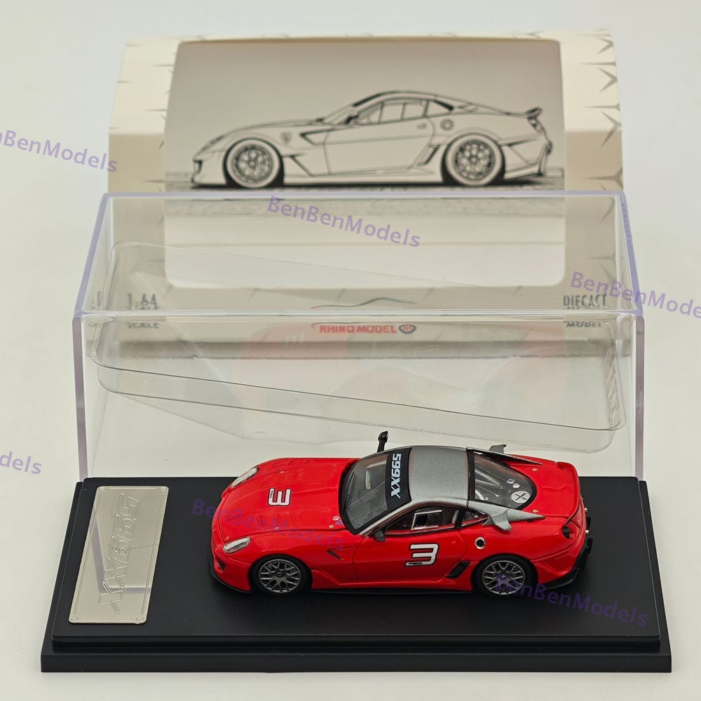 RM 1:64 Ferrari 599XX #3 Red Racing Sports Model Diecast Car Model Collection