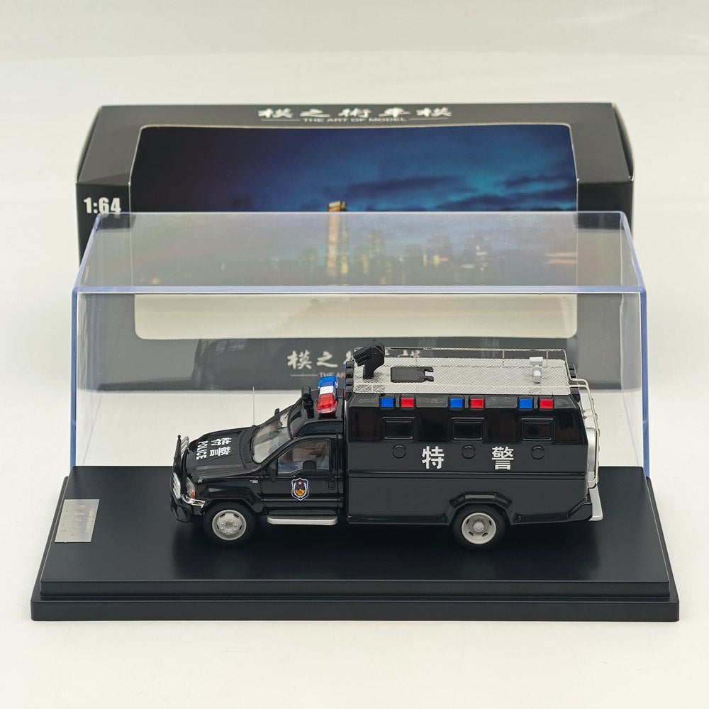 The Art of Model 1:64 F550 Super Duty Anty-Riot Personnel Carrier Black SWAT Livery Diecast Model Car
