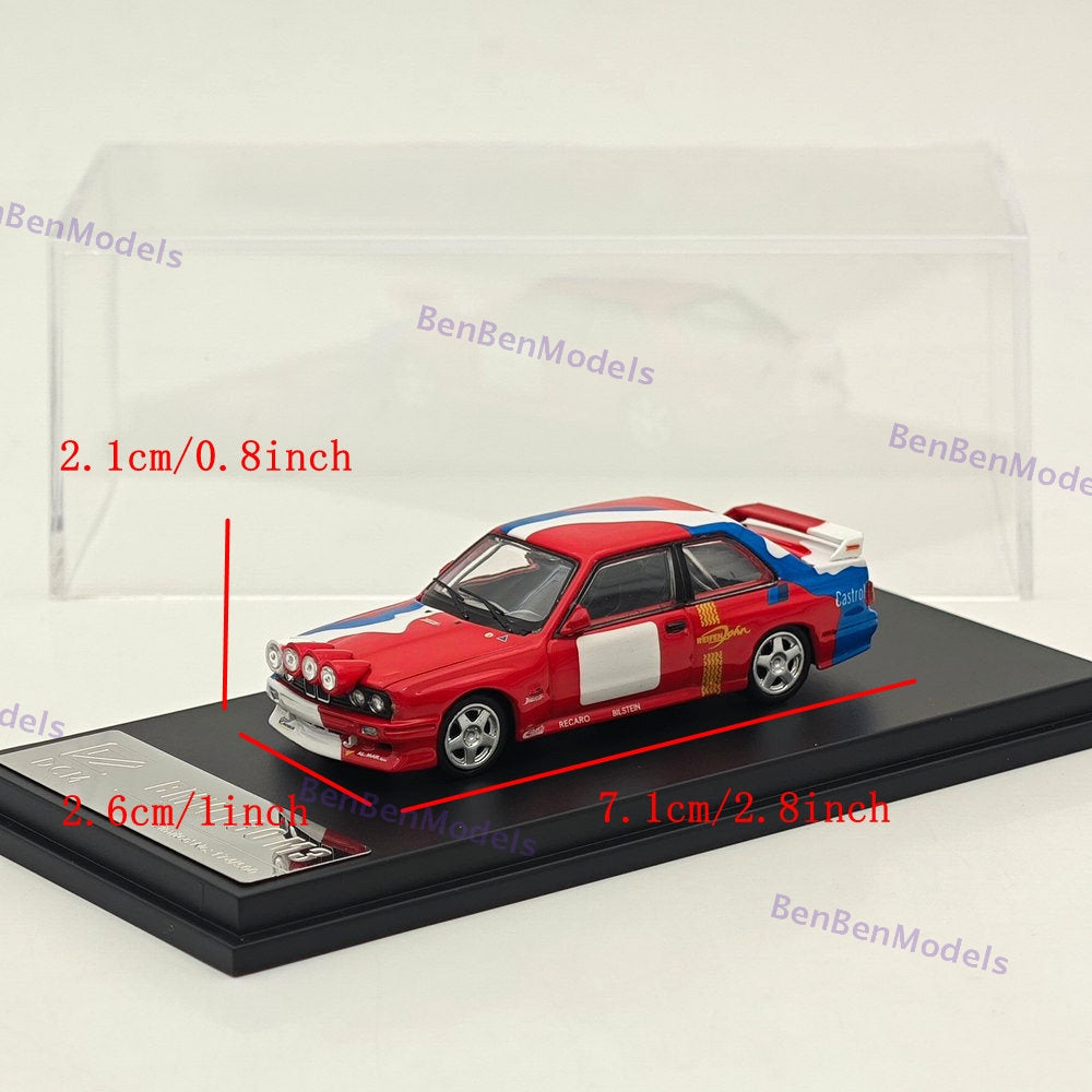 1:64 DCM Red Rally BMW M3 E30 Coupe Widebody Sports Diecast Model Car Limited