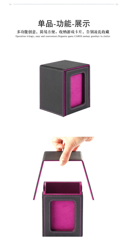 Portable Magnetic PU Deck Box Vertical Side Loading with Front View Window for TCG CCG Trading Cards