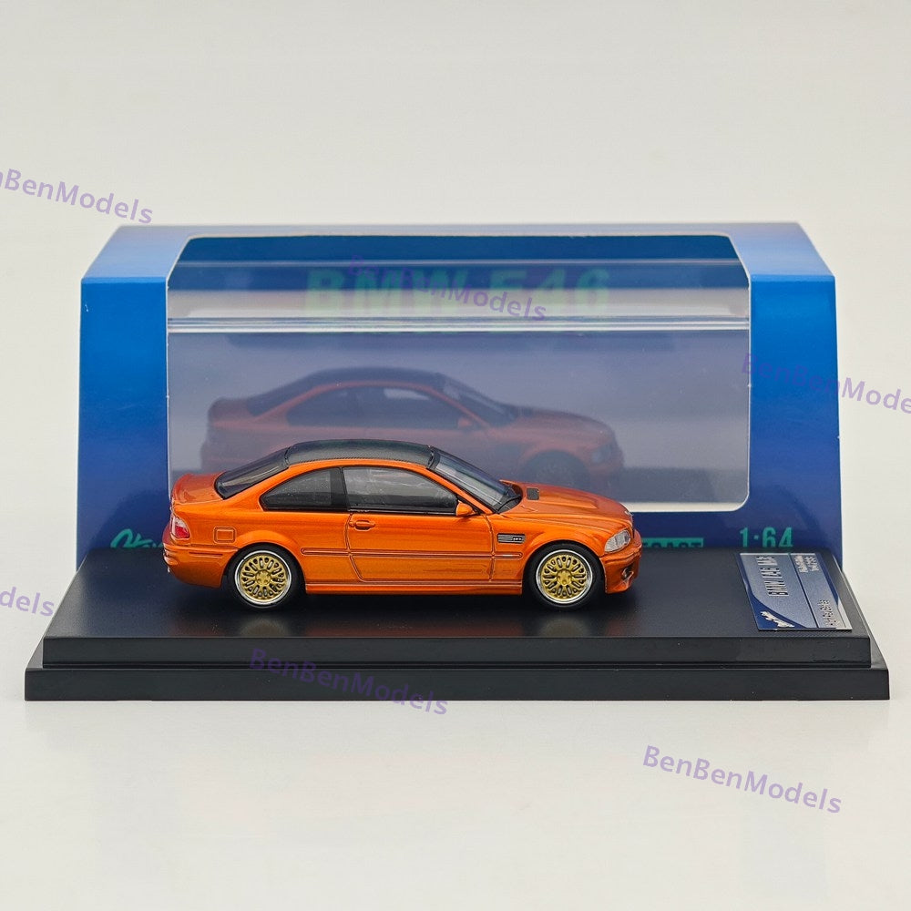 1:64 SH M3 E46 Orange Carbon Top Coupe Racing Sports Model Diecast Metal Car