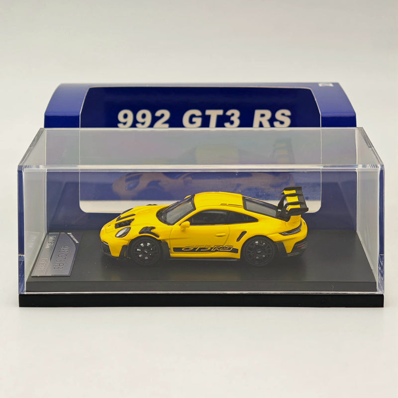 1:64 SW Porsche 992 GT3 RS Racing Sports Yellow Diecast Models Car Collection