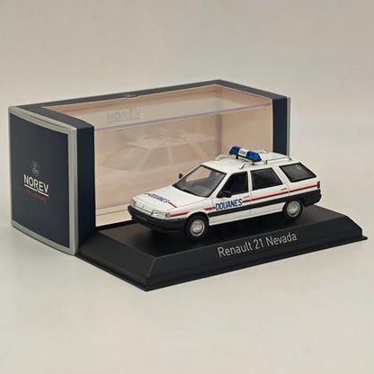 1/43 Norev Renault R21 Nevada Sw Station Wagon Douanes 1993 modèle moulé sous pression blanc