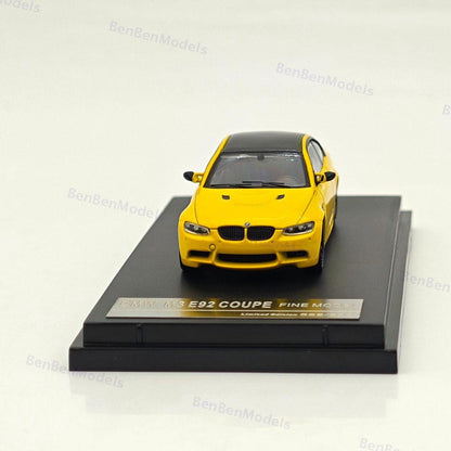 Fine model 1/64 BMW M3 E92 COUPE Diecast Model Car Limited Collection Yellow