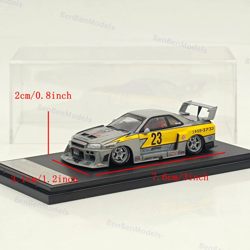 1:64 SW LBWK ER34 #23 Flash Raw Special Version Diecast Model Car Limited