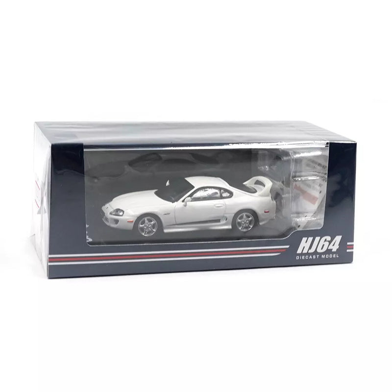 Hobby Japan 1/64 Toyota SUPRA RZ JZA80 GENUINE CUSTOMIZED VER with ActiveSpoiler White HJ643042W Diecast Models Car Collection