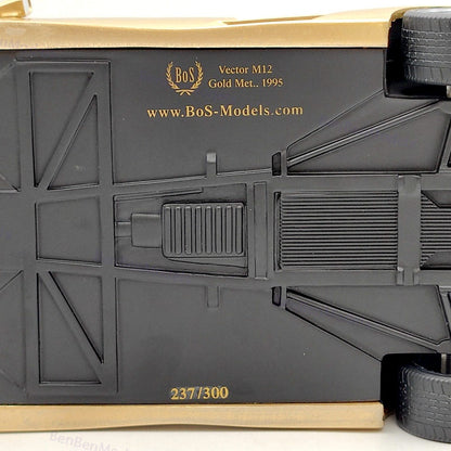 1:18 BOS Vector M12 Gold 1995 BOS376 Resin Model Car Limited Collection