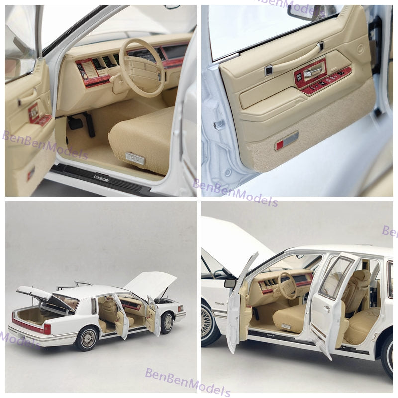 1/18 Lincoln Towncar V8 1993-1995 Super Diecast Models Car White - Leather seat