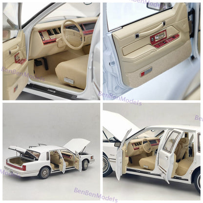 1/18 Lincoln Towncar V8 1993-1995 Super Diecast Models Car White - Leather seat