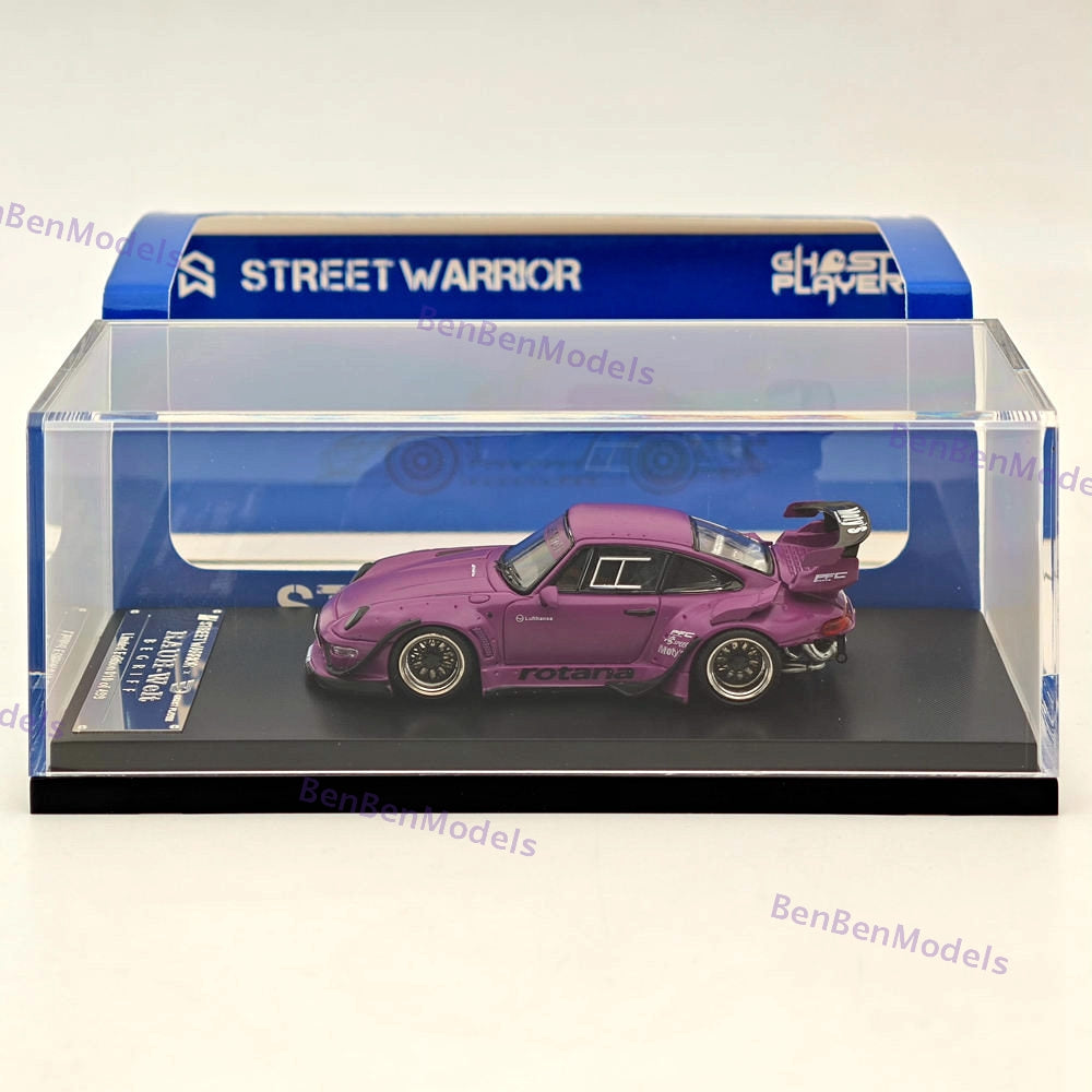 Street WARRIOR SW 1/64 Porsche RWB 993 Rotana Diecast Models Car Purple