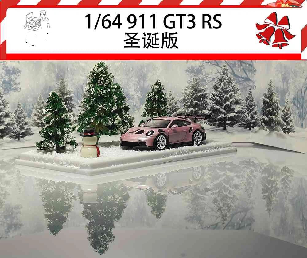 MODEL-J 1:64 911 992 GT3 RS Christmas Scene Diecast Toys Car Models Miniature Hobby Collection Gifts
