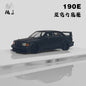 Fine Works 1:64 Mercedes Benz 190E Miniature Diecast Toys Car Models Collection Gifts Matte Black Limited 499