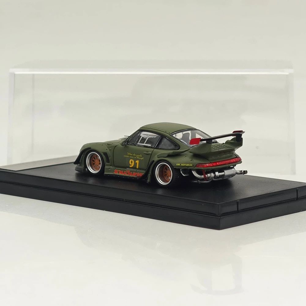1:64 SW 993 911 #91 Matte Green Low & High Wing Diecast Model Car Collection