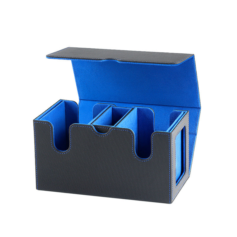 Dual Grid Magnetic Flip Card Box Grid Texture PU Card Holder Portable Trading Card Organizer Storage Box