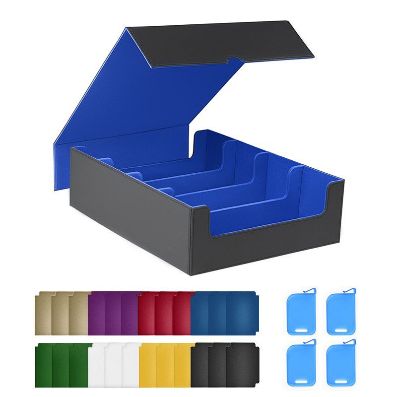 Large Capacity 4 Slot Magnetic PU Trading Card Storage Box Multi Compartment Organizer For TCG Collectible Cards