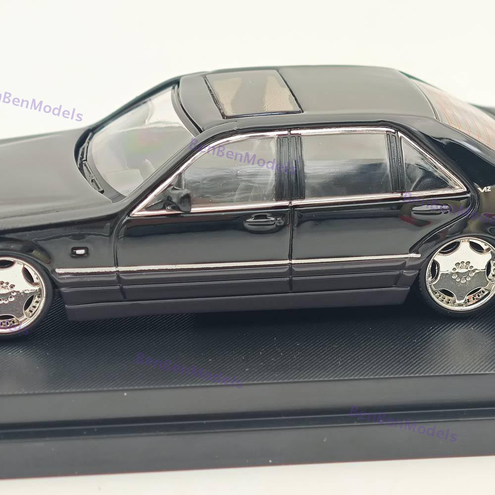 SW 1:64 S600 W140 Electroplated Wheel Hub Black/Grey Diecast Model