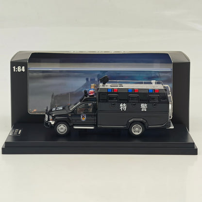 The Art of Model 1:64 F550 Super Duty Anty-Riot Personnel Carrier Black SWAT Livery Diecast Model Car