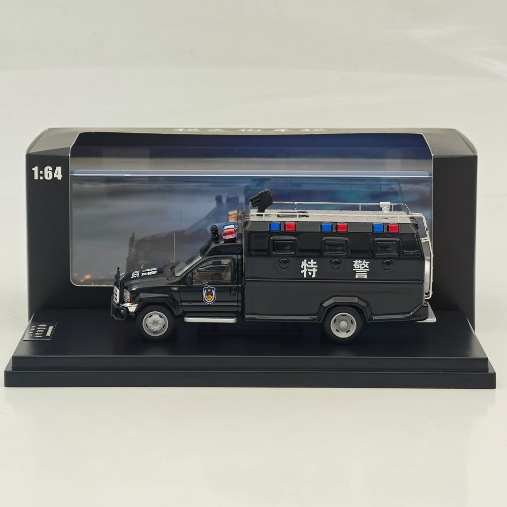 The Art of Model 1:64 F550 Super Duty Anty-Riot Personnel Carrier Black SWAT Livery Diecast Model Car